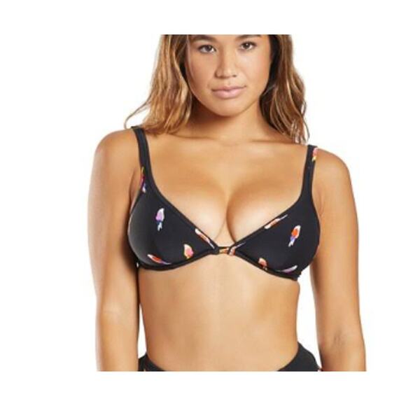 Kate Spade New York Flock Party Underwire Black Parrot Bralette Top Small NWT - Picture 3 of 5
